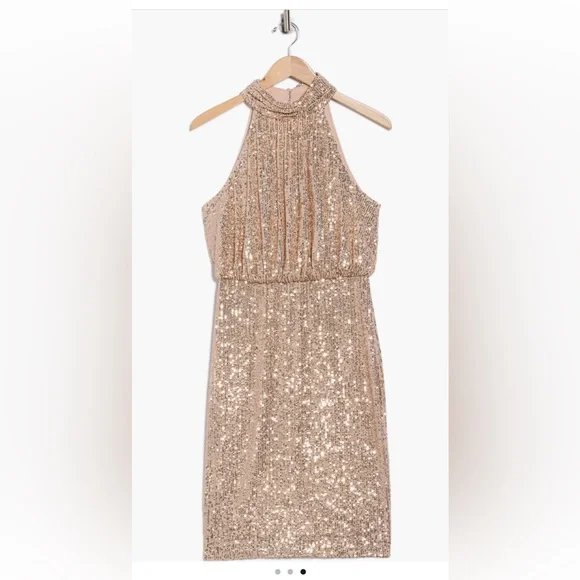Eliza J Gold Mock Neck Sleeveless
Sequin Cocktail Dress NWT - Picture 3 of 3